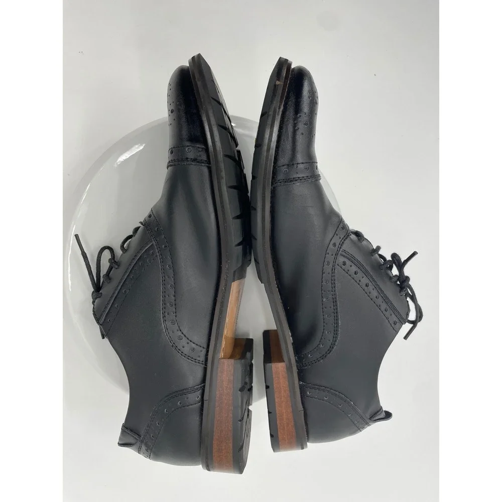 Steve Madden Eddee2 Oxford Mens 13 Black Leather Wingtip Brogue Dress Shoe
